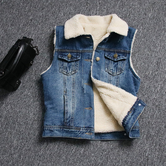 Autumn And Winter Korean Slim Fit Lamb Wool Thickened Vest