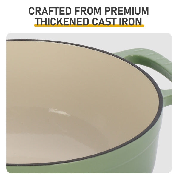 Cast Iron 6QT Cookware Gradient Green With Two Silicone Gloves Enameled Pot