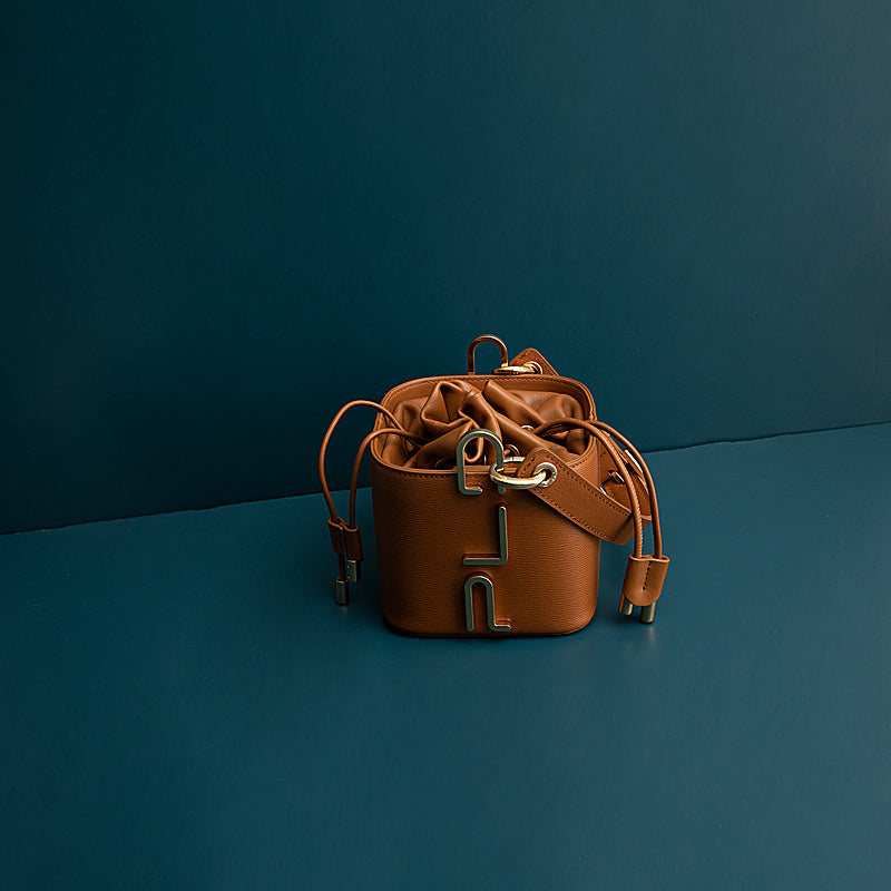 Leather Cow Bucket Bag High Sense Bag Hand