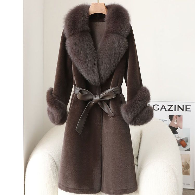 Thickened Faux Mink Coat With Large Fur Collar For Women