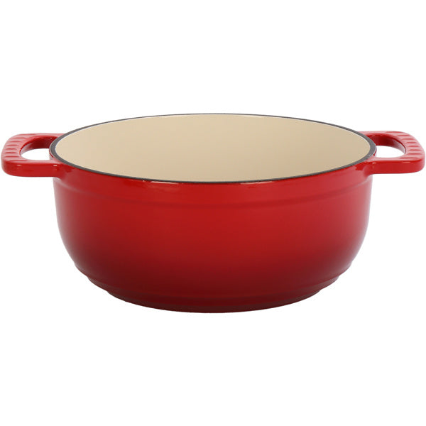 Cast Iron 6QT Cooking Pot - Gradient Red - Includes Two Silicone Gloves - Enamel Pot