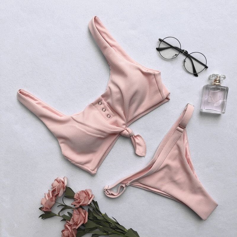 Summer New Style European And American Fashion Sexy Women'S Swimsuit Split Special Fabric Swimsuit