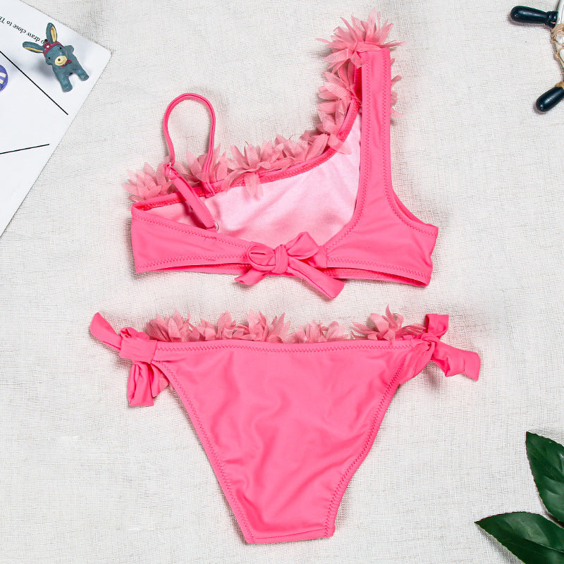 New Style Swimsuit Female Generation Split Baby Pink Lace Swimsuit Wholesale Foreign Trade Cross-Border Children'S Bikini
