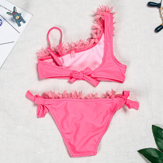 New Style Swimsuit Female Generation Split Baby Pink Lace Swimsuit Wholesale Foreign Trade Cross-Border Children'S Bikini