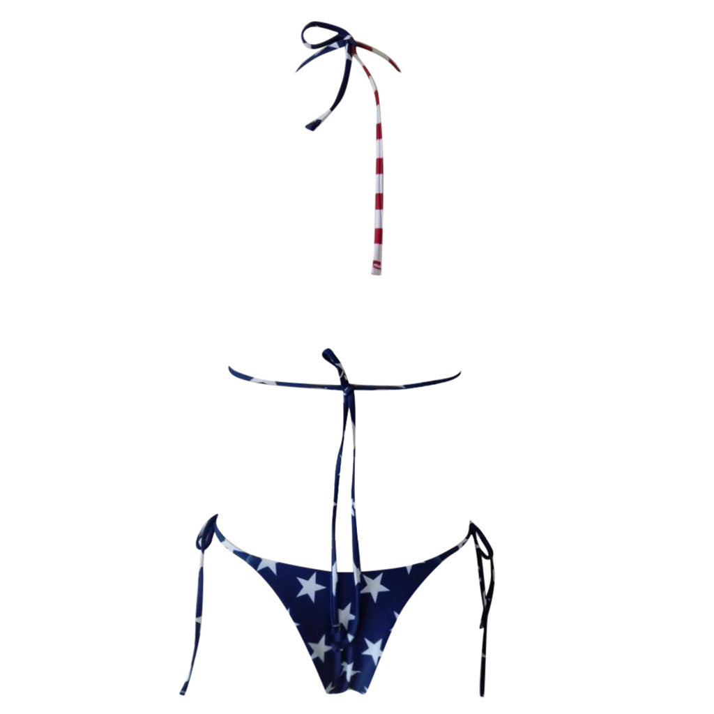 Printed US Flag sexy bikini split swimsuit