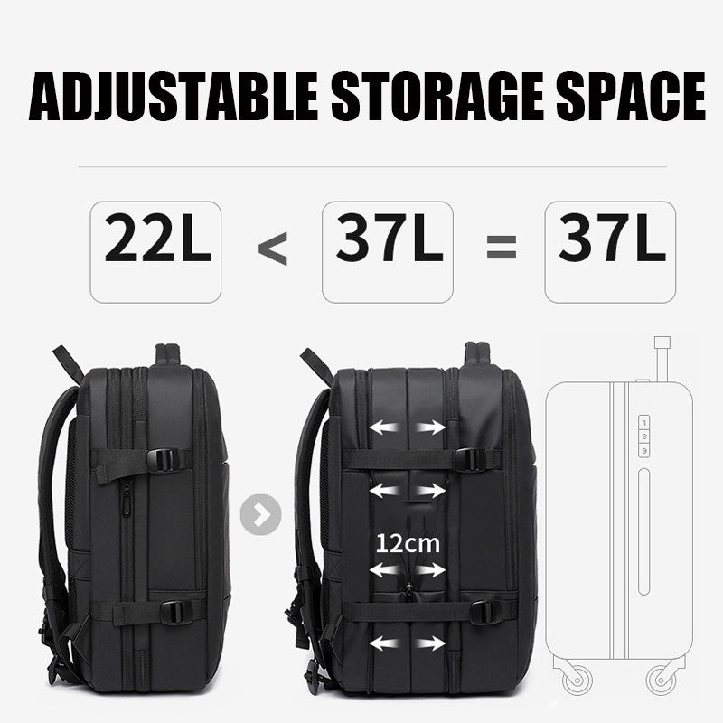 Men's Large Capacity Business Travel Waterproof Expandable Backpack