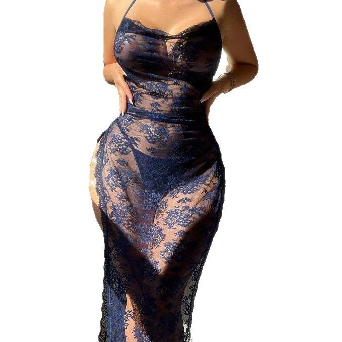 European And American Sexy Pajamas Uniform See-through Lace Pure Want To Pack Hip Dress