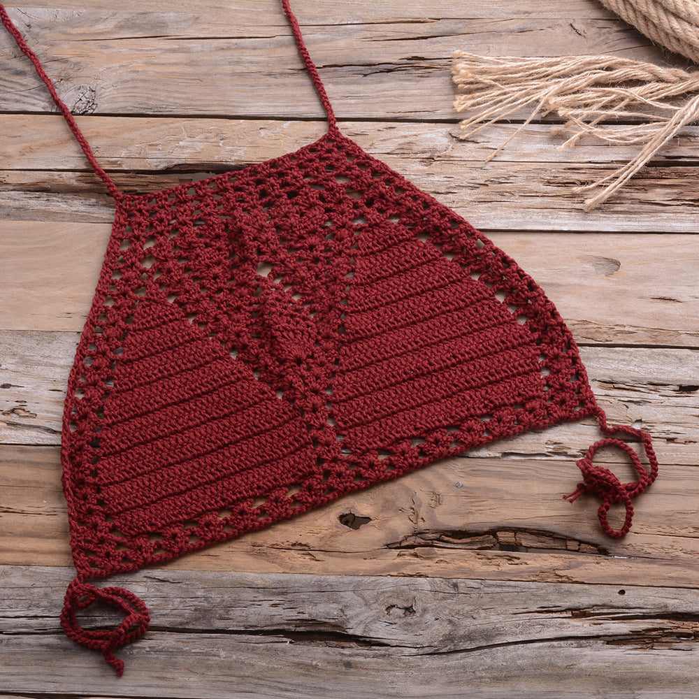 Openwork braided strap bikini