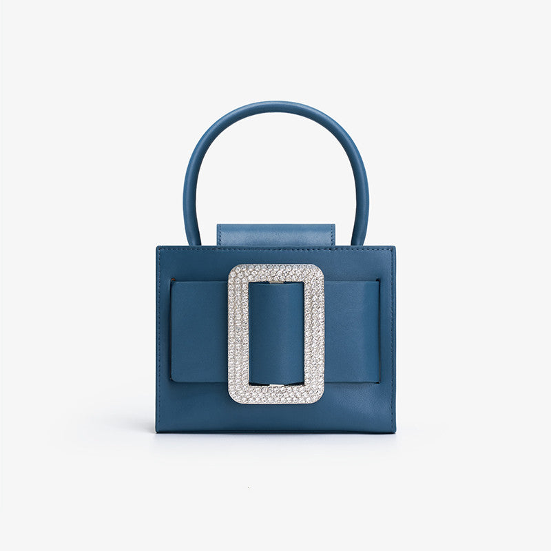 Sac messager haut de gamme à motif de diamant vert, petit format carré