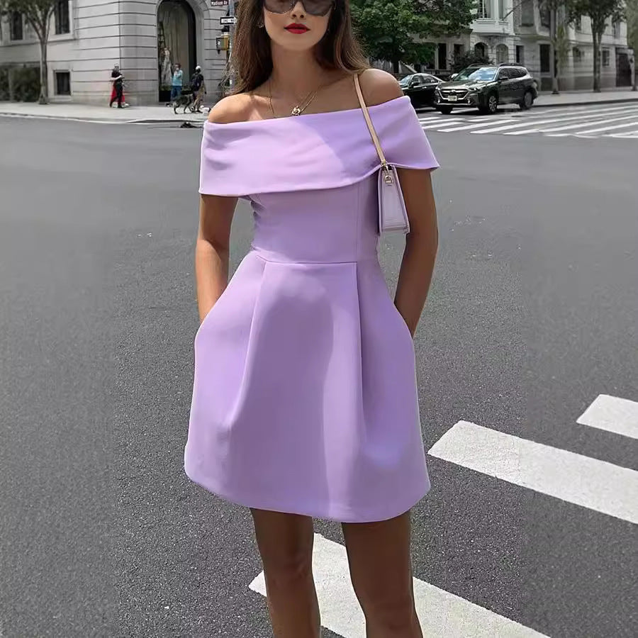 Waist Belt Off-shoulder Dress
