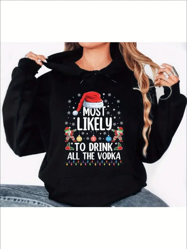 Custom Most Likely To Christmas Hoodie, Family Christmas Unisex Hoodies, Funny Christmas Hooded Sweatshirt, Matching Most Likely Hoodie