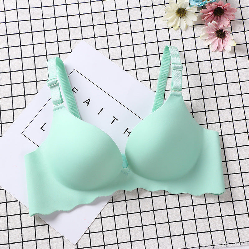 Macaron No Steel Ring Bra Underwear Girl Sexy Thickening Gather Summer Seamless Sexy Lady Factory Wholesale