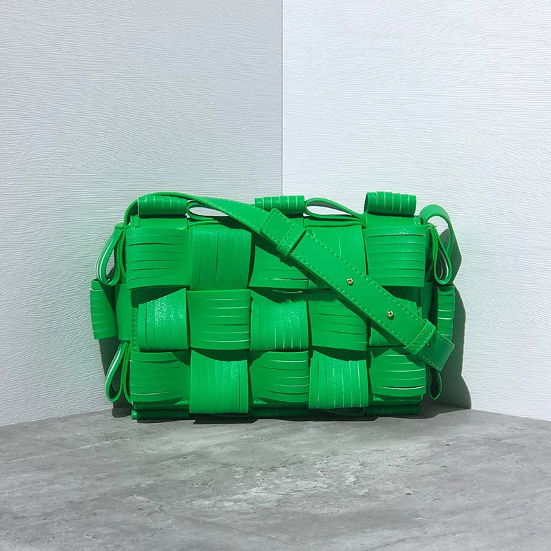 Sac en cuir tissé décontracté à bandoulière unique