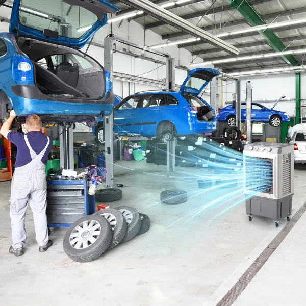 3 In 1 Portable Evaporative Cooler,Indoor,Outdoor,2353CFM Personal Air Cooler,7.9 Gal Large Water Tank & Scroll Casters, 4 Ice Packs,White, Manual Control