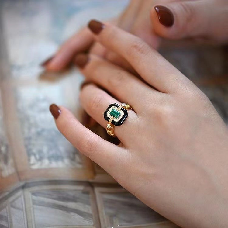 Enamel Stone Graceful And Fashionable Women's French Retro Ring
