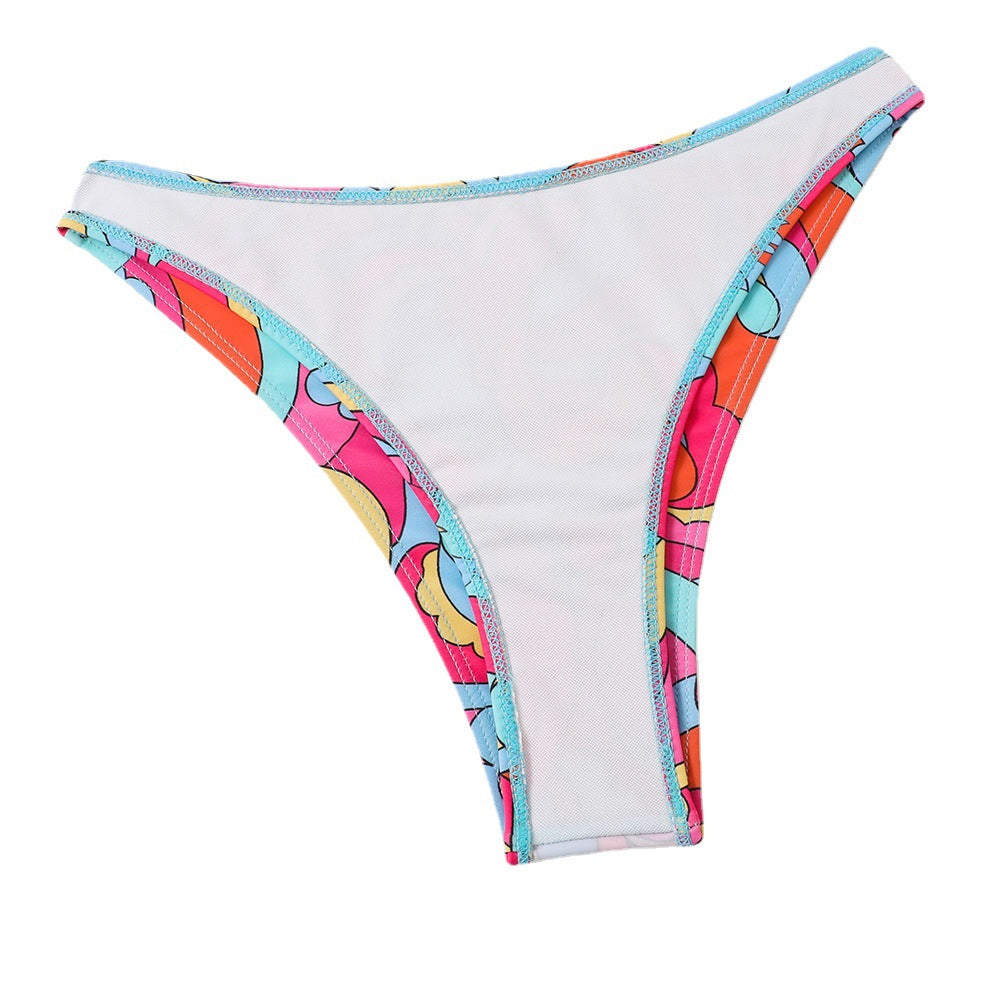 2025 swimsuit women's European and American foreign trade split bikini retro sexy tube top printed bikini cross-border wholesale