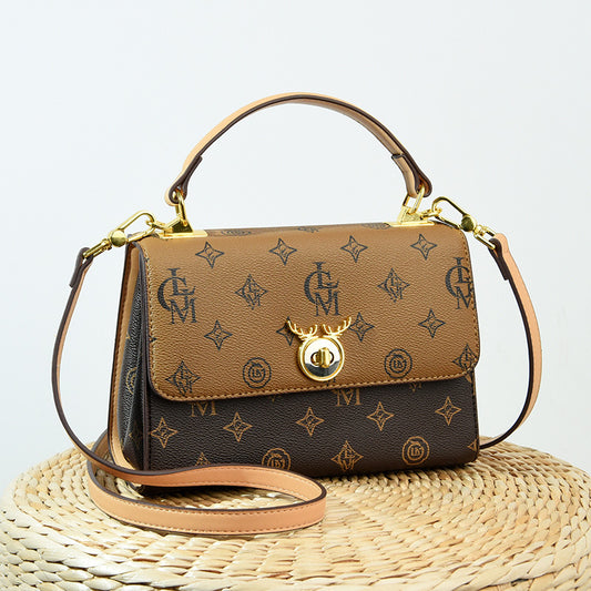 حقيبة نسائية حقيبة 2022 حقيبة صغيرة مربعة الاتجاه الجديد للسيدات مطبوعة بألوان متباينة حقيبة كتف واحدة تحت الإبط حقيبة رسول حقيبة صغيرة