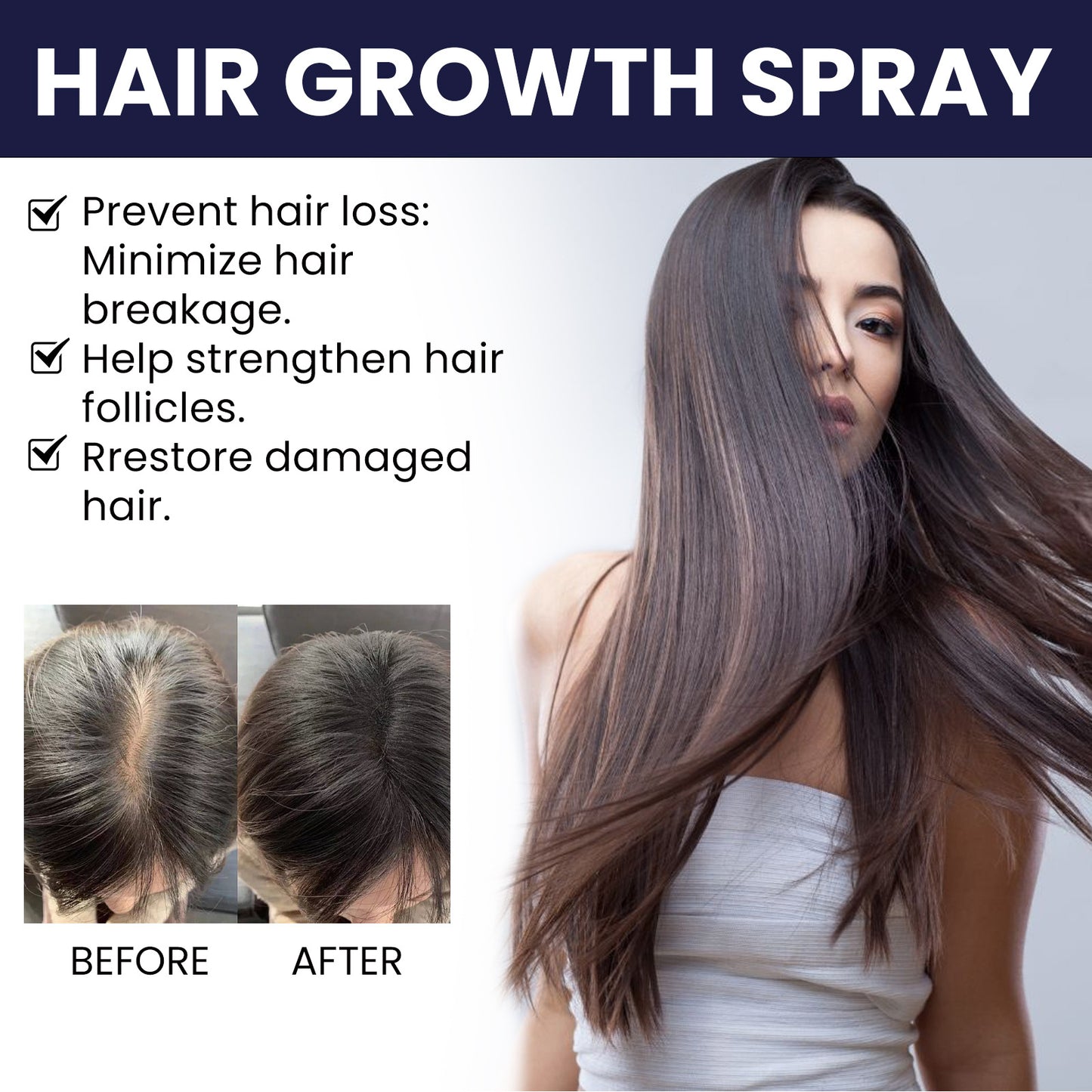 OUHOE Hair Growth Spray Strengthens dense hair, moisturizes scalp, and nourishes damaged hair. Hair Growth Spray
