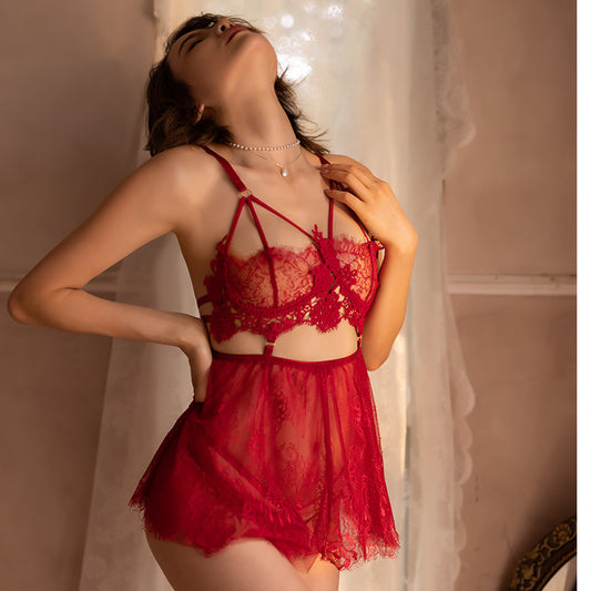 ملابس داخلية نسائية مثيرة جديدة من Mei Naier، تنورة دانتيل مثيرة، فستان نوم من الدانتيل، زي موحد لإغراء البيجامات الأوروبية والأمريكية