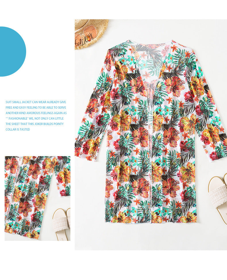 Xinyu swimsuit long-sleeved cover-up split three-piece set printed sexy swimsuit women's bikini new bikini