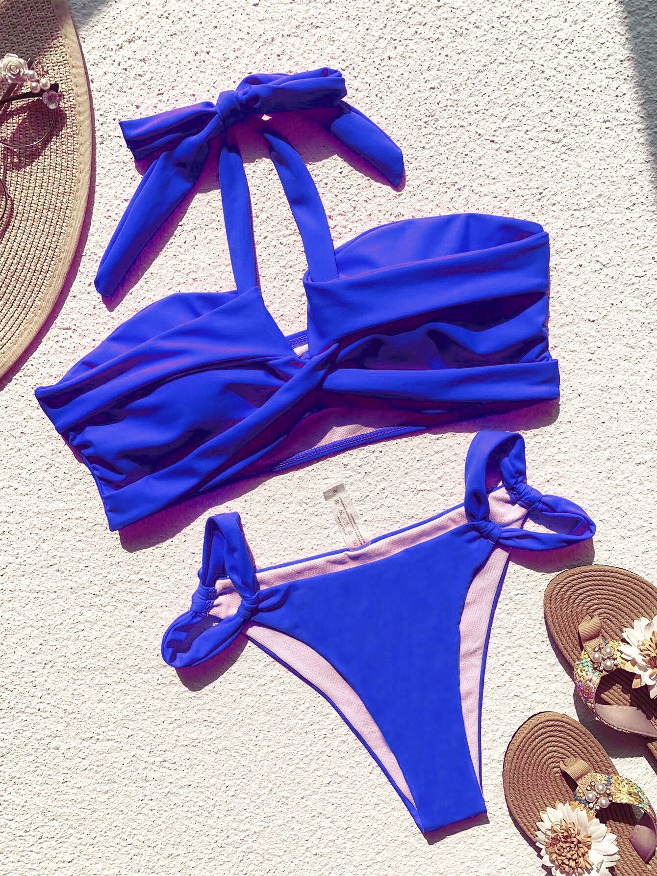 New bikini solid color European and American foreign trade bikini strap sexy swimsuit bikini manufacturers supply