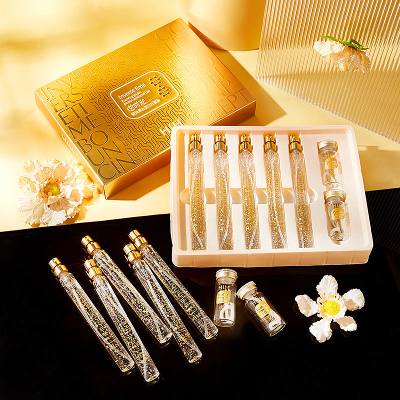 مجموعة HIH Bouncy Gold Protein Peptide Set Box Essence Lifting, Fading, Stretching and Fine Grain Protein Line Carving Skin Care Set Box