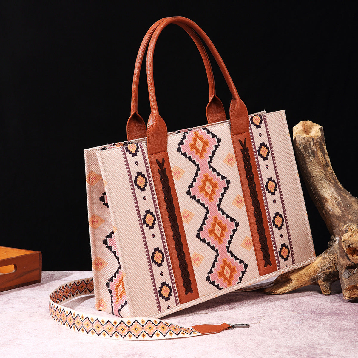 European and American Retro Cotton and Linen Printing Western Women's One Shoulder Bohemian Portable Messenger Women's Bag for Cross-border Amazon
