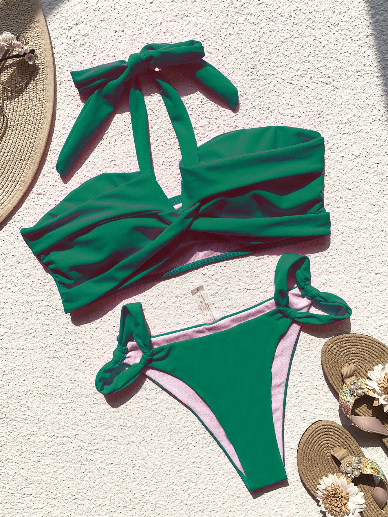 New bikini solid color European and American foreign trade bikini strap sexy swimsuit bikini manufacturers supply