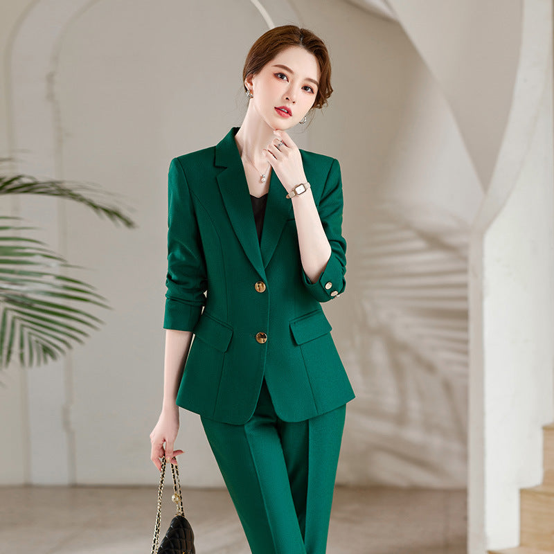 Suit jacket women 2022 new autumn and winter fashion women's clothing temperament goddess style gray professional suit two-piece suit