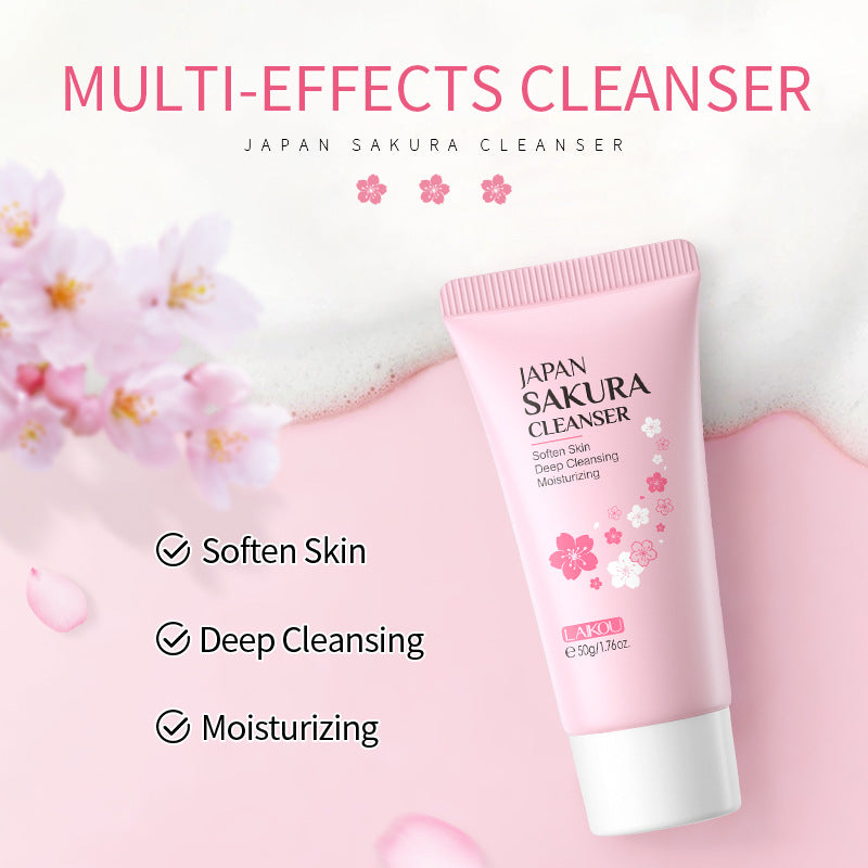 منظف الوجه الياباني Laico Sakura 50 جرام منظف مرطب للعناية بالبشرة تعبئة باللغة الإنجليزية توريد عبر الحدود بالجملة