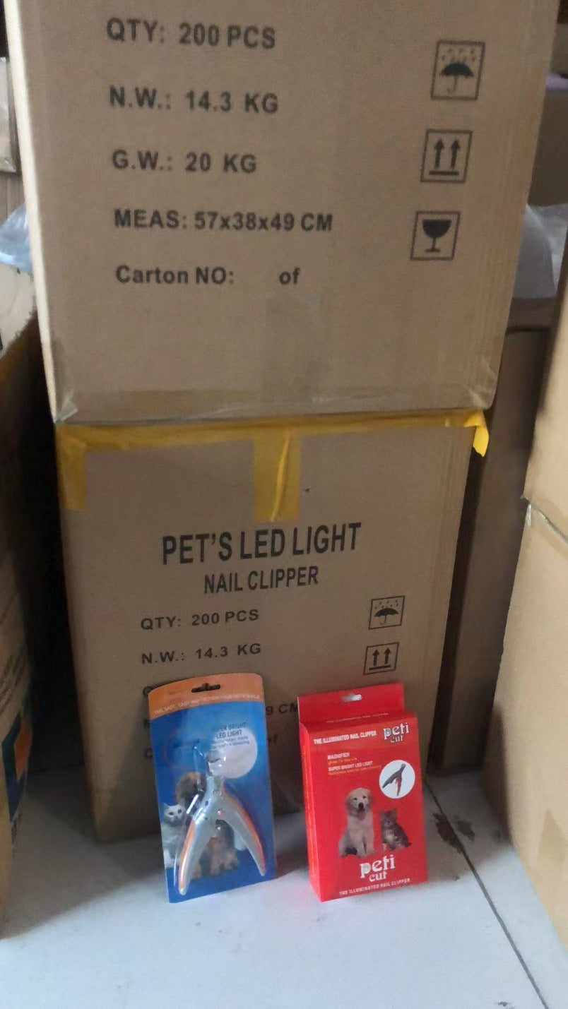 مقص أظافر Peti، مقص أظافر مضاء LED للحيوانات الأليفة، مقص تنظيف للقطط والكلاب، مقص أظافر مضيء