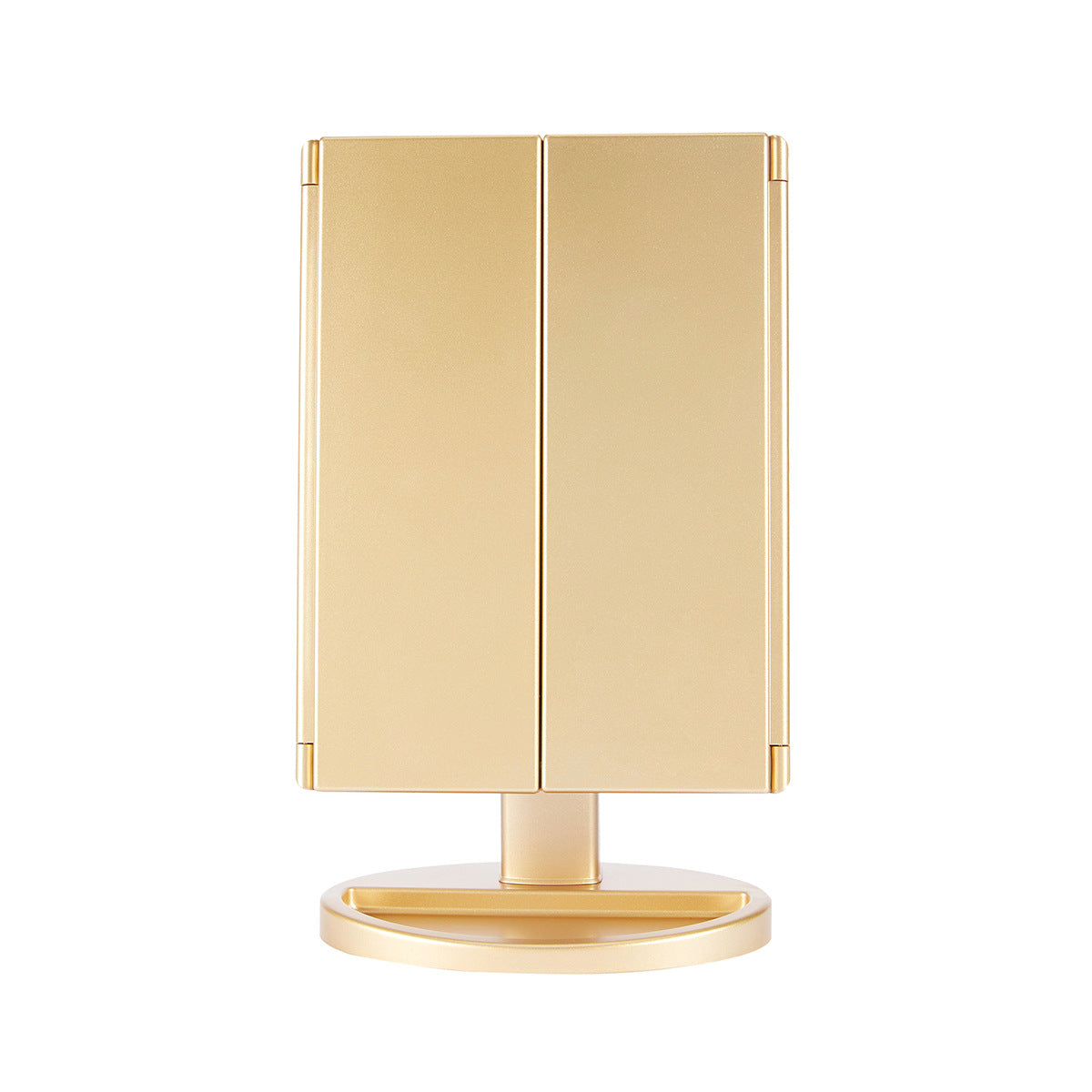 مرآة مكياج LED سطح المكتب ثلاثية الجوانب قابلة للطي 2X3X10X مرآة مكياج مكبرة مرآة طاولة الزينة مرآة ثلاثية الطي مع ضوء
