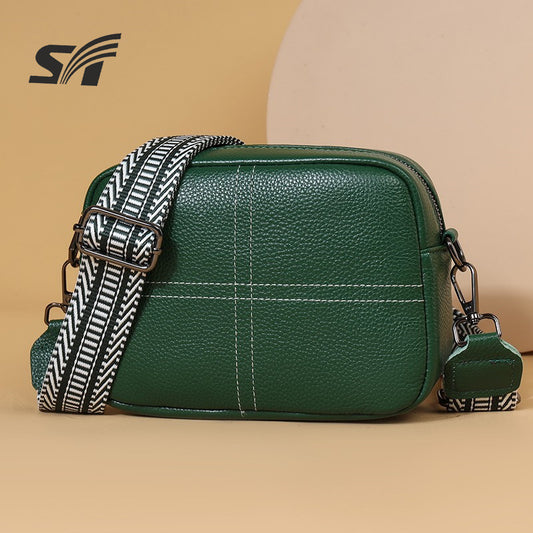 حقيبة نسائية من الجلد الأصلي عبر الحدود، حقيبة رسول عالية الجودة، حقيبة كتف من جلد البقر من الطبقة الأولى، حقيبة مربعة صغيرة عصرية وعصرية تناسب جميع الأذواق