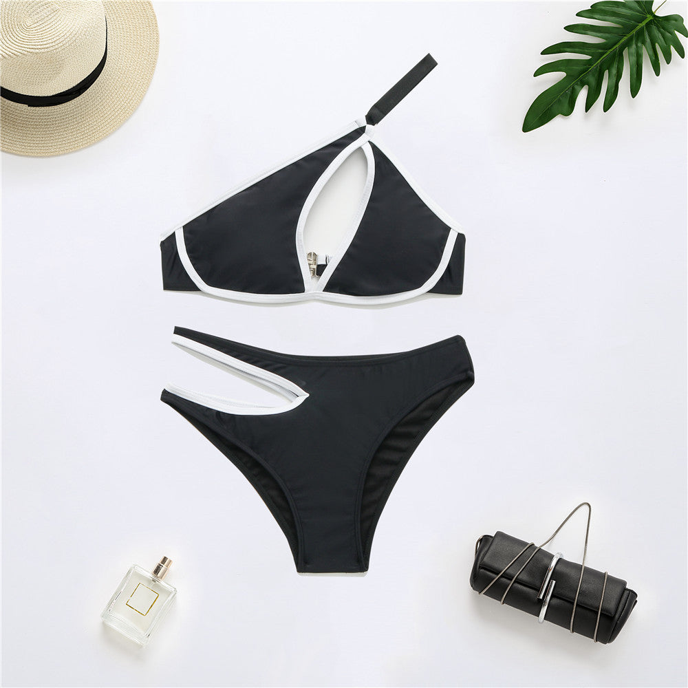 Foreign single swimsuit 2025 new bikini solid color swimsuit AliExpress Amazon European and American bikini women's swimsuit