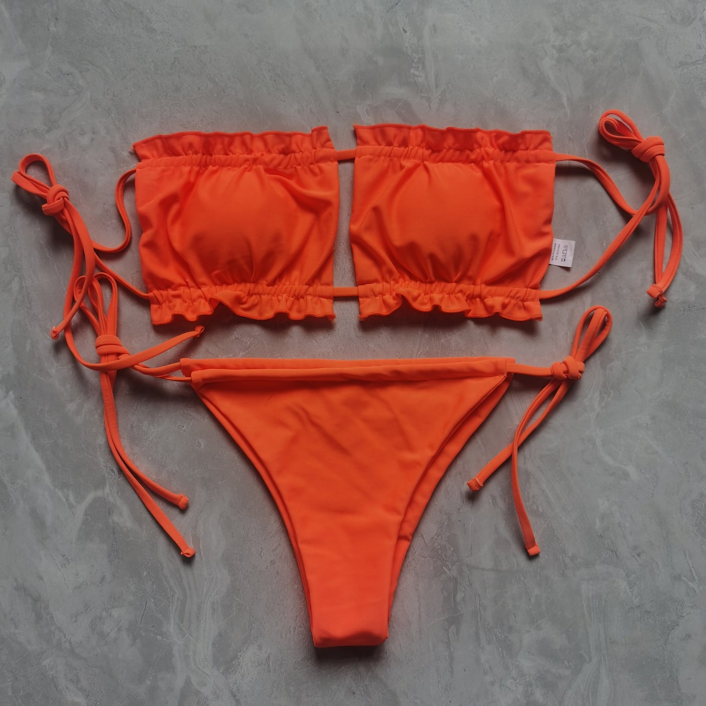 European and American new ladies swimsuit sexy pleated hollow bikini foreign trade bikini swimwear lace-up swimsuit