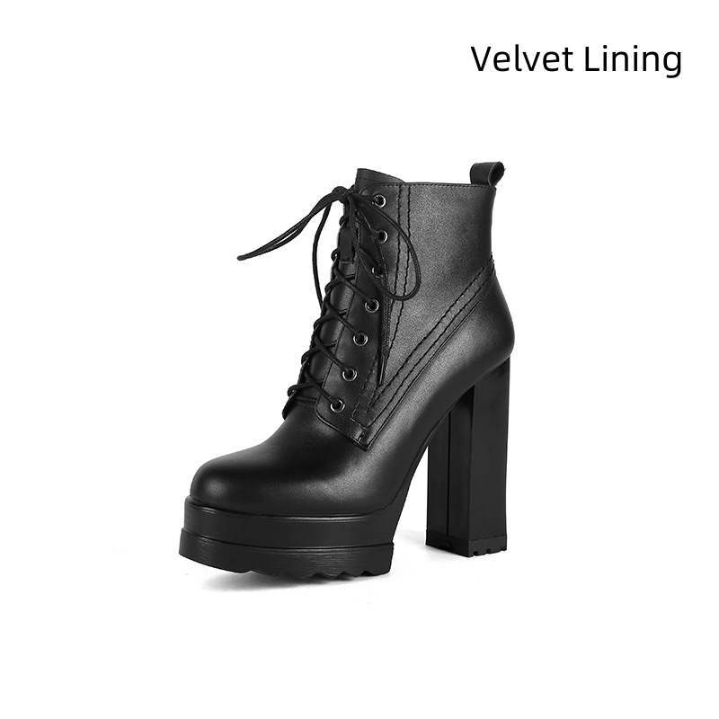 Women's Chunky Heel Waterproof Platform High Heel Boots