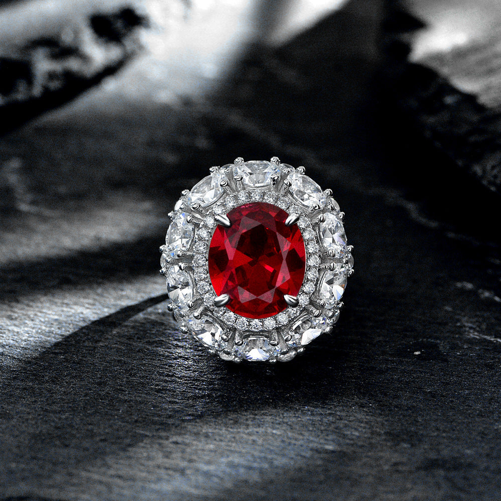 Shipei Jewelry New 925 Sterling Silver Inlaid 5 Karat Egg-shaped 1012 High Carbon Rhinestone Ring Luxury Women