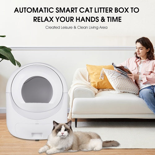 Smart Automatic Cat Litter Box,Automatic Scooping And Odor Removal, App Control, Support 5G    2.4G WiFi For Multiple Cats, Double Odor Removal