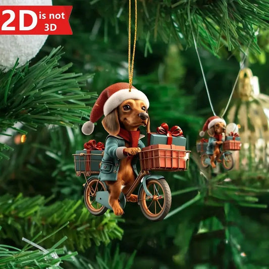 Acrylic Flat Christmas Gift Bike Dog Automobile Hanging Ornament