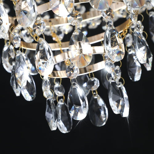 Golden Crystal Chandelier, Large Modern Luxury Chandelier, Suitable For Living Room, Dining Room, Bedroom, Hallway - No Bulb