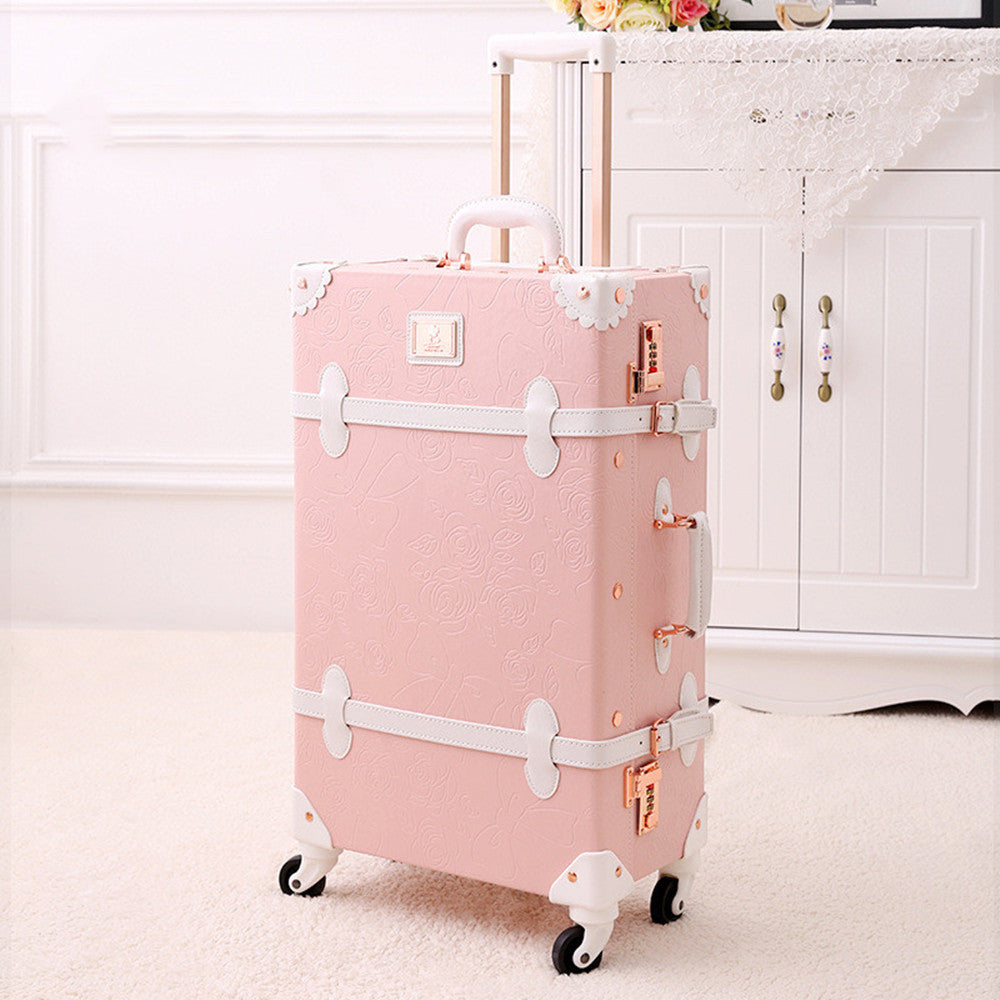Valise à roulettes rétro pour femme