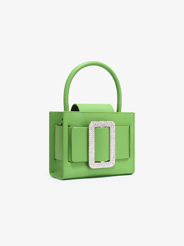 Sac messager haut de gamme à motif de diamant vert, petit format carré