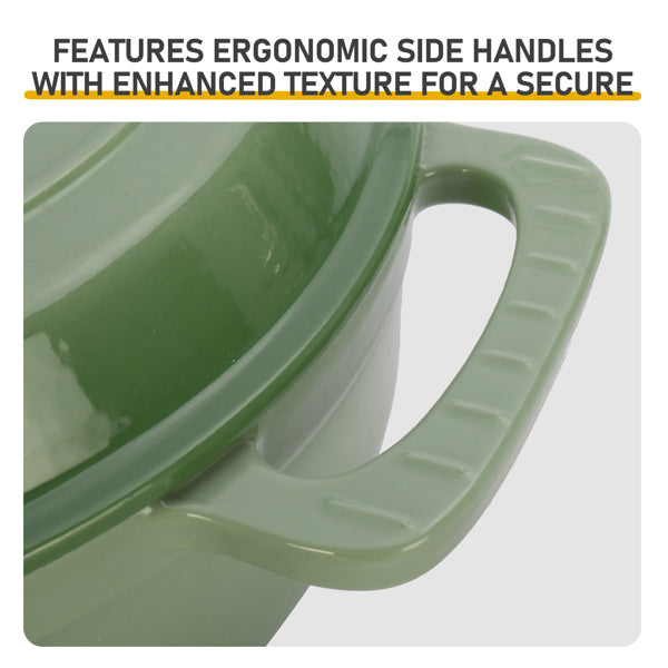 Cast Iron 6QT Cookware Gradient Green With Two Silicone Gloves Enameled Pot