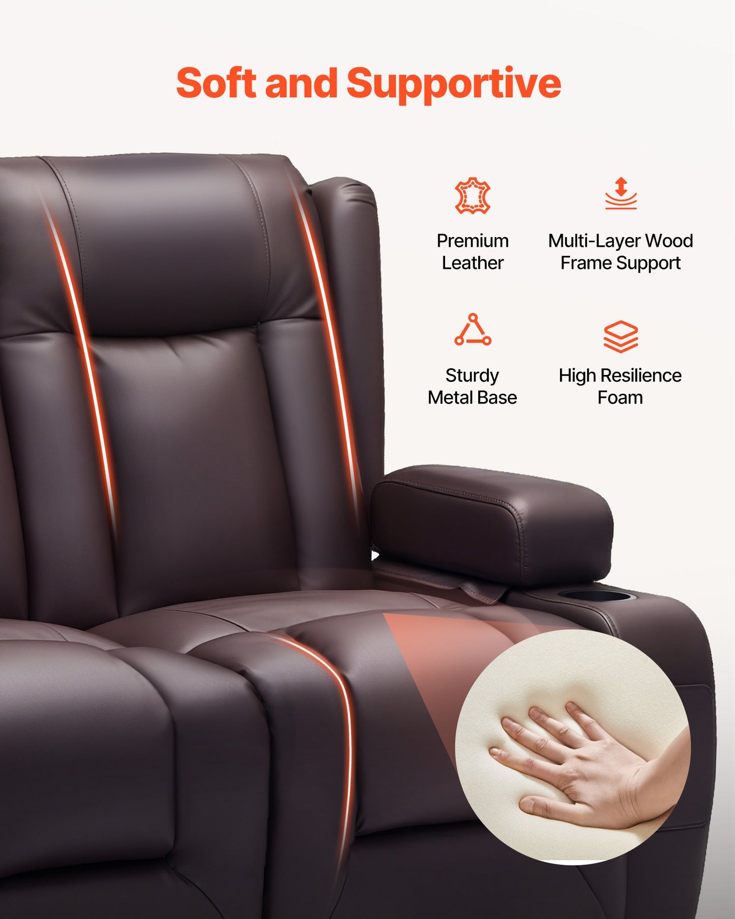 Loveseat Recliner Sofa, Power Reclining Couch With Heating & Massage And Timer, PU Leather Electric Recliner Sofa With USB Ports, Cup Holders And Side Bags, Dual Loveseat Chair For Living Room