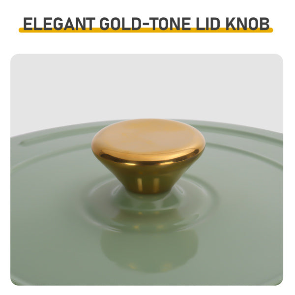 Cast Iron 6QT Cookware Gradient Green With Two Silicone Gloves Enameled Pot