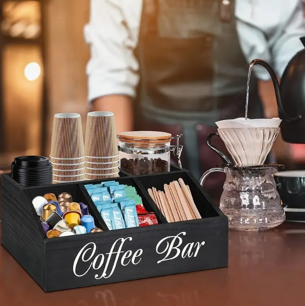 Durable Wooden Divider Coffee Capsule Organizer, Suitable For Coffee Shops, Kitchens, And Offices, Coffee Bar Accessories, Kitchen Accessories.