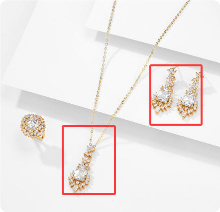 Designer Model Light Luxury Colored Gems Blue Jewelry Suit Ladies