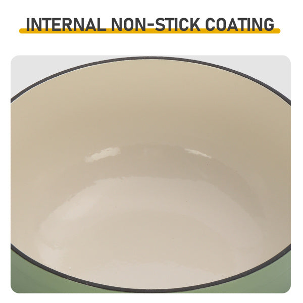 Cast Iron 6QT Cookware Gradient Green With Two Silicone Gloves Enameled Pot