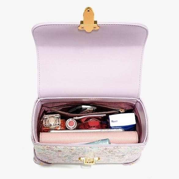 حقيبة يد نسائية بنمط ثعبان من جلد البقر بطبقة أصابع القدم