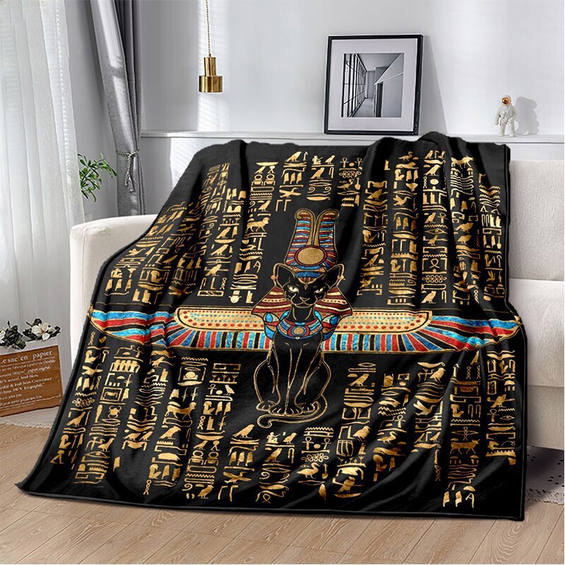Ancient Egypt Mysterious Symbol 3D Digital Printing Flannel Nap Blanket Wholesale